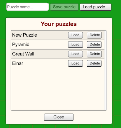 Loading and deleting puzzles